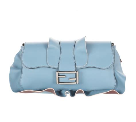 fendi canvas shoulder bag vintage light blue|fendi old baguette 1990.